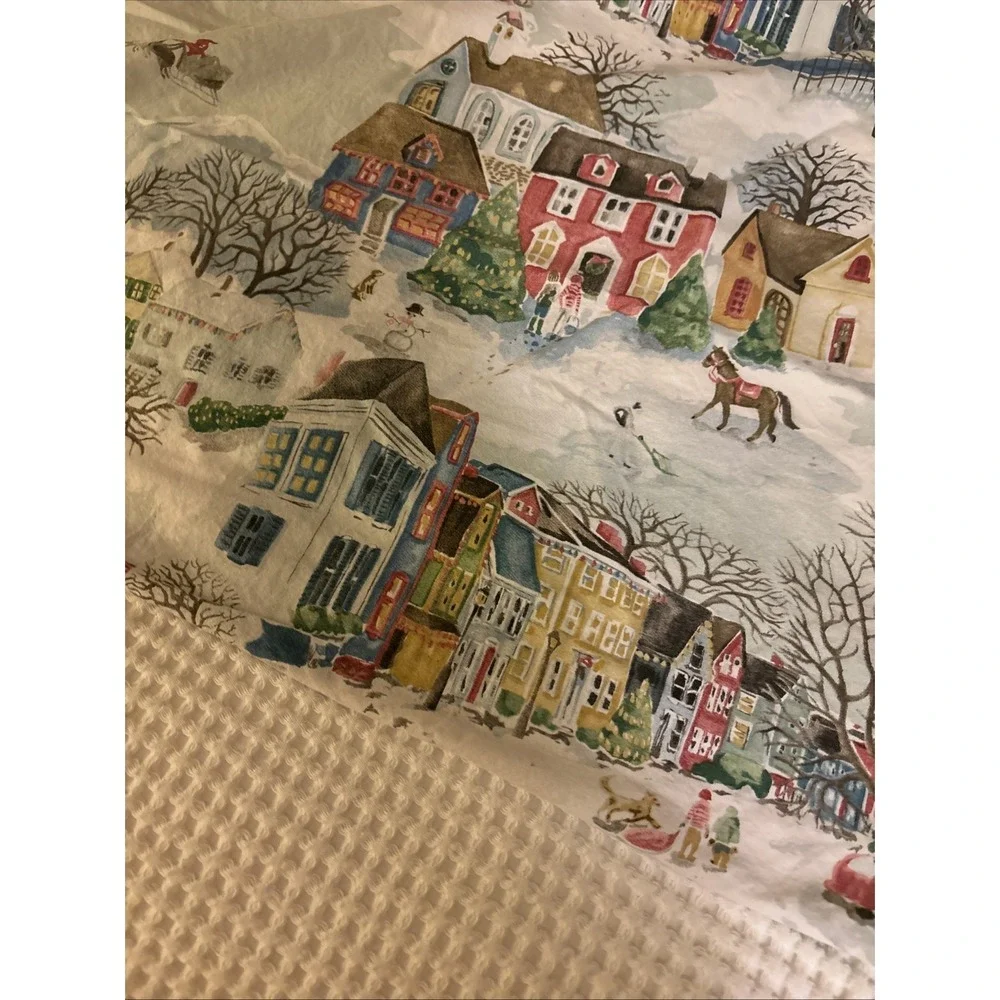 Pottery Barn Winter Village Pillowcase Christmas Holiday
